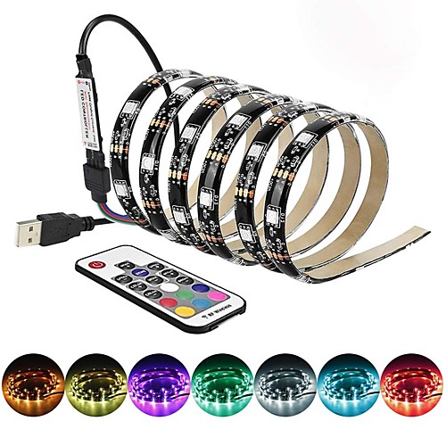 

5 meter LED Light Strips Flexible Tiktok Lights TV backlight 150LED 10mm epoxy waterproof multi-color USB TV backlight with infrared controller 17Keys remote Halloween TV computer background l