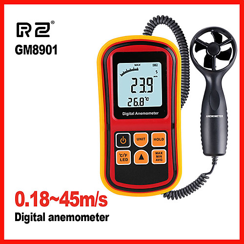 

High quality Anemometer Wind Speed GaugeTemperature Measure Digital 45 m/s thermometer Handheld Measuring tool GM8901