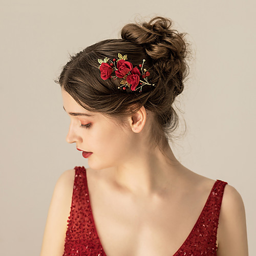 

Flannel Headdress / Hair Accessory with Flower / Metal 1 pc Wedding / Party / Evening Headpiece