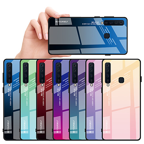 

Кейс для Назначение SSamsung Galaxy Galaxy A9 (2018) Защита от удара Кейс на заднюю панель Градиент цвета Твердый ТПУ / Закаленное стекло для A6 (2018) / A6 (2018) / Galaxy A7(2018)