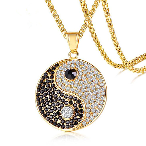

Men's Cubic Zirconia Pendant Necklace Classic Lucky yin yang Fashion Titanium Steel Silver Gold 60 cm Necklace Jewelry 1pc For Gift Daily