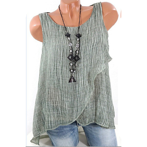 

Women's Solid Colored Plus Size Tank Top Backless Mesh Loose Tops Cotton Blue Blushing Pink Army Green