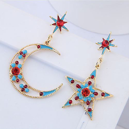 

Women's Drop Earrings Earrings Dangle Earrings Hollow Moon Star Colorful Fashion European Imitation Diamond Earrings Jewelry Gold For 1 Pair / Mismatch Earrings
