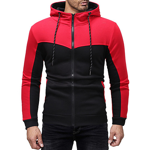 

Men's Hoodie Color Block Hooded Basic Hoodies Sweatshirts White Dark Gray Red