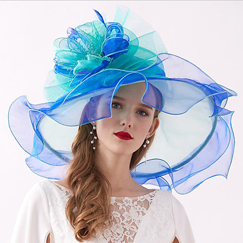 

Organza Headwear with Flower / Ruffle 1 Piece Wedding / Sports & Outdoor / Horse Race Headpiece