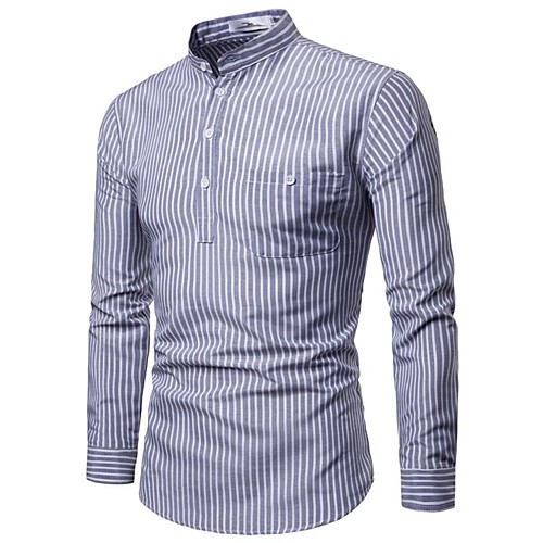 

Men's Shirt Striped Solid Colored Print Tops Cotton Blue Red