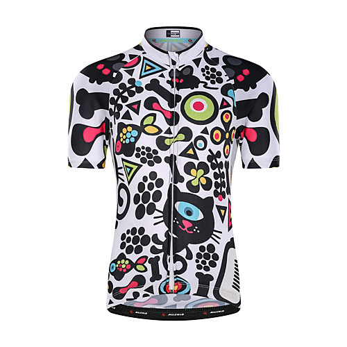 

Malciklo Boys' Girls' Short Sleeve Cycling Jersey - Kid's White Cartoon Bike Top Mountain Bike MTB Road Bike Cycling UV Resistant Breathable Quick Dry Sports Clothing Apparel / Moisture Wicking