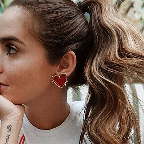 

Women's Stud Earrings Heart Stylish Resin Earrings Jewelry Wine For Daily 1 Pair