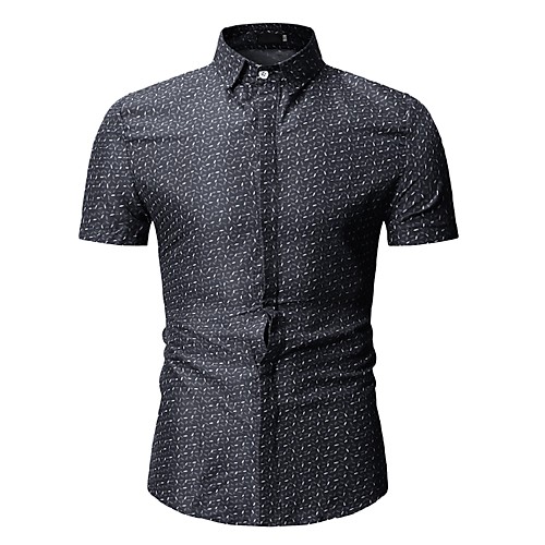 

Men's Shirt Polka Dot Geometric Print Tops Cotton White Black Blue
