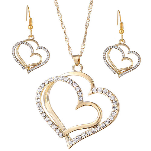 

Women's Drop Earrings Pendant Necklace Double Layered Heart Hollow Heart European Sweet Fashion Imitation Pearl Rhinestone Earrings Jewelry Gold / Silver For Party Holiday Festival 3pcs