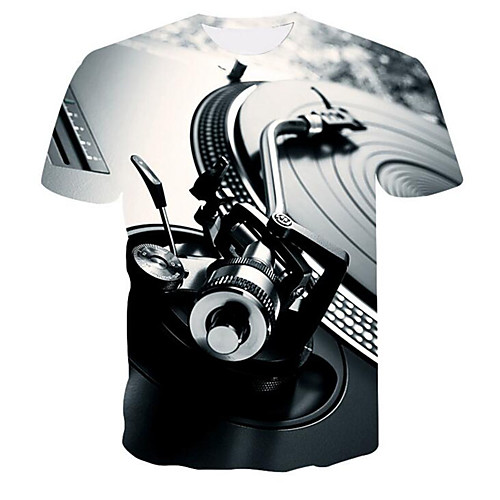

Men's T shirt Graphic Machine Plus Size Print Tops Gray