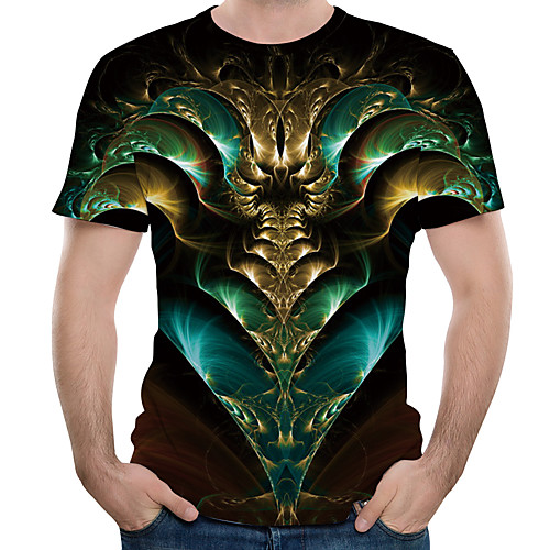 

Men's T shirt Shirt Graphic Abstract Print Tops Round Neck Green