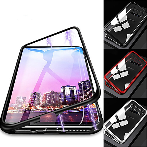 

Кейс для Назначение SSamsung Galaxy Galaxy S10 / Galaxy S10 Plus Защита от удара / Прозрачный / Магнитный Чехол Однотонный Твердый Закаленное стекло / Металл для S9 / S9 Plus / S8 Plus
