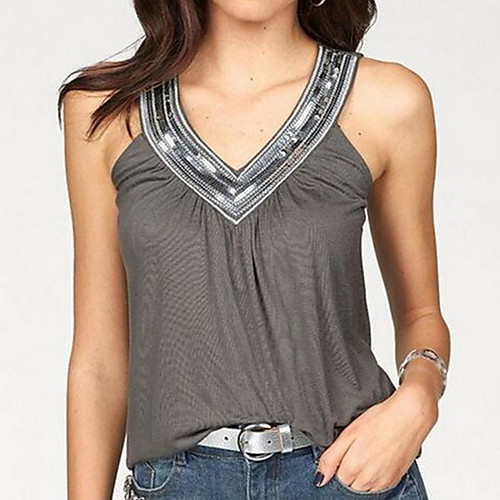

Women's Tank Top Solid Colored Patchwork Tops Black Blue Purple