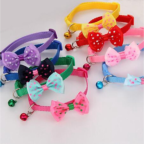 

Cat Collar Adjustable Size Cute Bowknot Fabric Purple Red Blue Pink Green