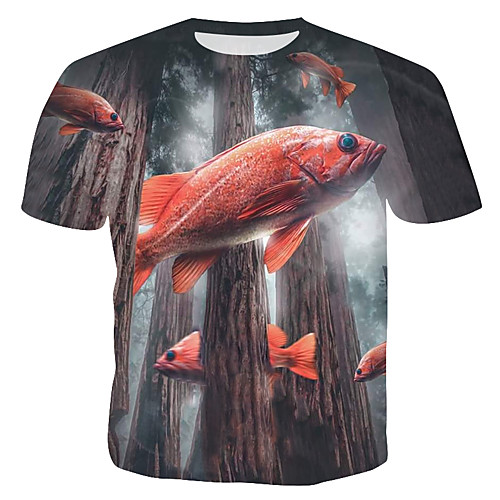 

Men's T shirt 3D Animal Print Tops Gray