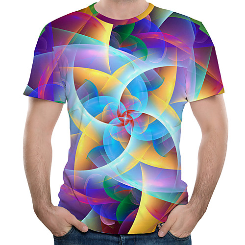 

Men's T shirt Floral 3D Print Tops Rainbow