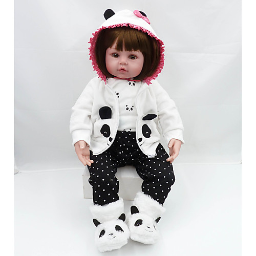 

NPKCOLLECTION 20 inch Reborn Doll Baby Girl Gift Cute Artificial Implantation Brown Eyes Cloth 3/4 Silicone Limbs and Cotton Filled Body with Clothes and Accessories for Girls' Birthday and Festival