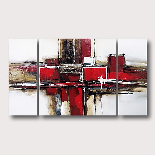 

Oil Painting Hand Painted Horizontal Abstract Comtemporary Modern Stretched Canvas / Three Panels