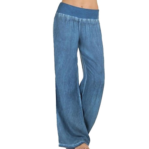 

Women's Basic Plus Size Wide Leg Pants - Solid Colored Black Blue S / M / L