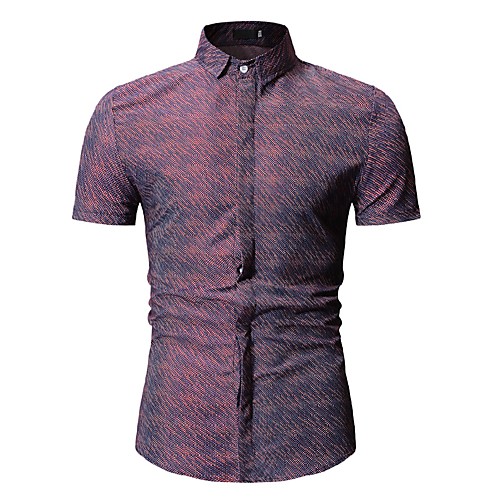 

Men's Shirt Graphic Geometric Print Tops Cotton Black Red Navy Blue