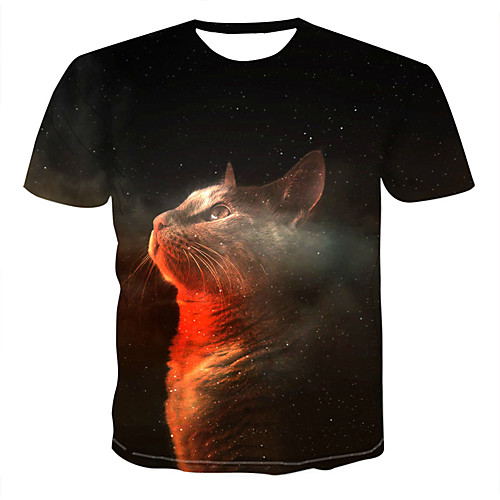 

Men's T shirt Color Block 3D Animal Print Tops Black