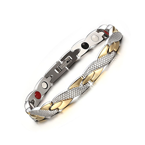 

Men's Chain Bracelet Two tone Twisted Cross Personalized Fashion equilibrio Stainless Steel Bracelet Jewelry Gold / Silver / Silver / Gold For Party Casual Daily / Silver Plated / Gold Plated
