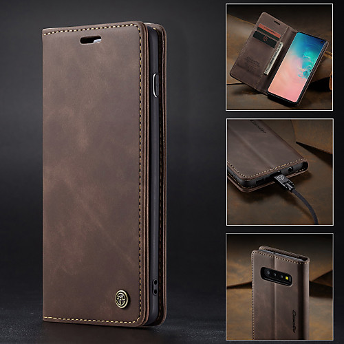 

CaseMe Кейс для Назначение SSamsung Galaxy Galaxy S10 / Galaxy S10 Plus Кошелек / Бумажник для карт / со стендом Чехол Однотонный Твердый Кожа PU для Galaxy S10 / Galaxy S10 Plus / Galaxy S10 E
