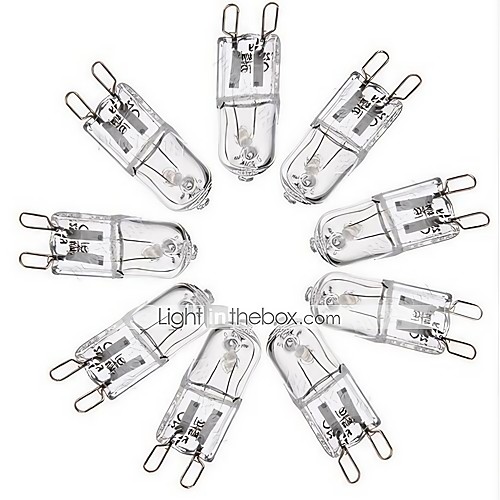 

10pcs G9 220V 40W 3000-3500K Warm White Dimmable G9 Halogen Bulb Light Indoor Clear Globe Lamp