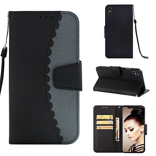 

Кейс для Назначение Apple iPhone XR / iPhone XS Max Кошелек / Бумажник для карт / со стендом Чехол Плитка Твердый Кожа PU для iPhone XS / iPhone XR / iPhone XS Max