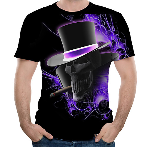 

Men's T shirt Graphic 3D Skull Print Tops Black