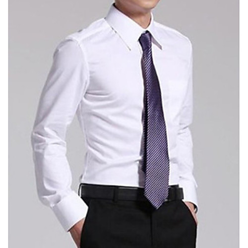 

Men's Shirt Solid Colored Long Sleeve Tops White