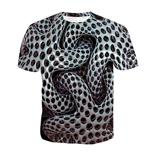 

Men's T shirt Graphic Geometric Print Short Sleeve Casual Tops Military Exaggerated Gray