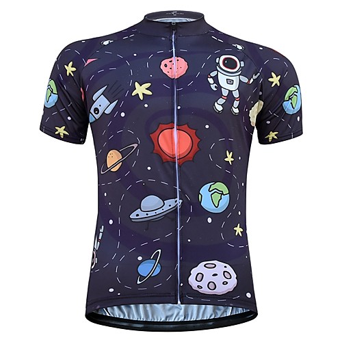 

JESOCYCLING Men's Short Sleeve Cycling Jersey Summer Polyester Brown Cartoon Bike Jersey Top Mountain Bike MTB Road Bike Cycling Quick Dry Breathable Back Pocket Sports Clothing Apparel / Stretchy