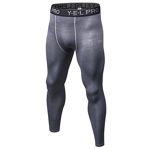 

21Grams Men's Compression Pants Running Tights Gym Leggings Grey Black / Green WhiteGray Sports Spandex Compression Clothing Tights Leggings Fitness Gym Workout Exercise Plus Size Activewear Quick
