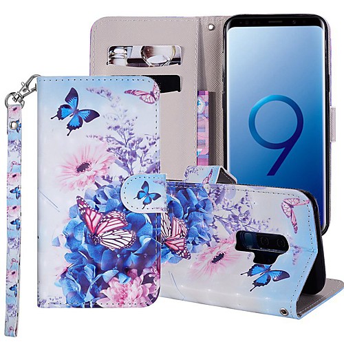 

Кейс для Назначение SSamsung Galaxy S9 Plus / S8 Plus Кошелек / Бумажник для карт / со стендом Чехол Бабочка / Цветы Твердый Кожа PU для S9 / S9 Plus / S8 Plus