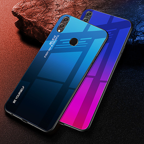 

Кейс для Назначение Huawei Huawei Honor 8X / Huawei Honor 8X Max Защита от удара Кейс на заднюю панель Градиент цвета Твердый ТПУ / Закаленное стекло для Huawei Note 10 / Huawei Honor 10 / Honor V20