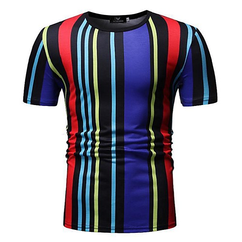 

Men's T shirt Striped Color Block Patchwork Tops Cotton White Black