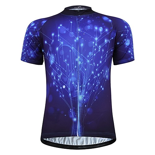 

JESOCYCLING Men's Short Sleeve Cycling Jersey Summer Polyester Blue Gradient Star Bike Jersey Top Mountain Bike MTB Road Bike Cycling Quick Dry Breathable Back Pocket Sports Clothing Apparel