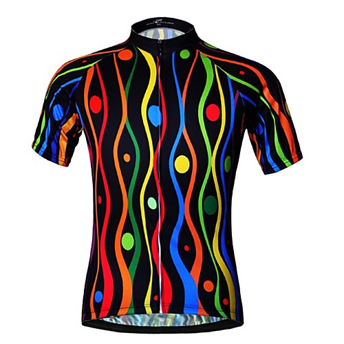

JESOCYCLING Women's Short Sleeve Cycling Jersey Summer Polyester Black Floral Botanical Bike Jersey Top Mountain Bike MTB Road Bike Cycling Quick Dry Breathable Back Pocket Sports Clothing Apparel