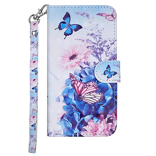 

Case For Samsung Galaxy Galaxy A10(2019) Wallet / Card Holder / with Stand Full Body Cases Butterfly / Flower Hard PU Leather