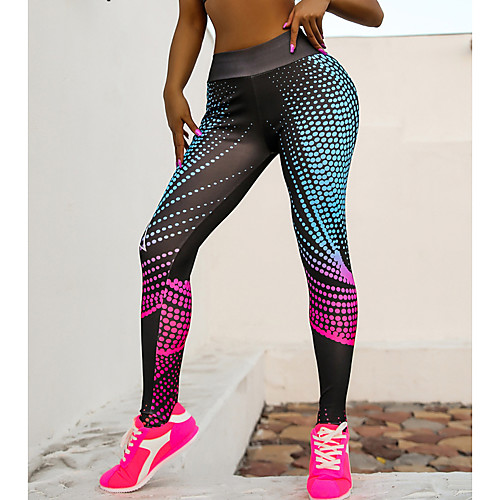 

Women's High Waist Yoga Pants Tights Leggings Tummy Control Butt Lift Moisture Wicking Color Gradient Rainbow Spandex Fitness Dance Running Winter Summer Sports Activewear High Elasticity Skinny