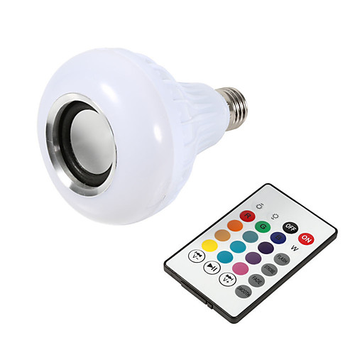 

1pcs Smart E27 12W Ampoule LED Bulb RGB Light Wireless Bluetooth Audio Speaker Music Playing Dimmable Lamp Remote Control