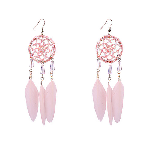 

Women's Drop Earrings Dangle Earrings Vintage Style Feather Dream Catcher Vintage European Ethnic Boho Feather Earrings Jewelry Red / Pink / Navy For Daily Street Holiday Work Festival 1 Pair