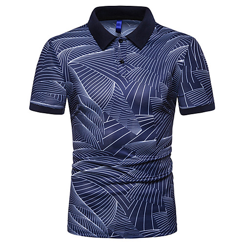 

Men's Golf Shirt Tennis Shirt Graphic Short Sleeve Street Slim Tops Cotton Shapewear Vacation Holiday Casual / Sporty Shirt Collar White Black Navy Blue