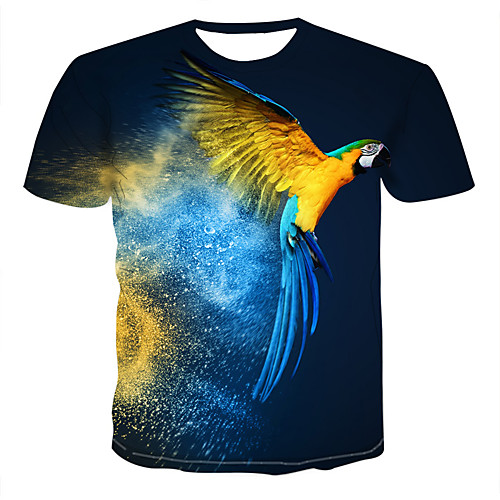 

Men's T shirt Shirt 3D Animal Print Tops Round Neck Royal Blue