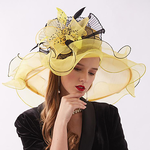 

Organza Headwear with Flower / Ruffle 1 Piece Wedding / Sports & Outdoor / Horse Race Headpiece