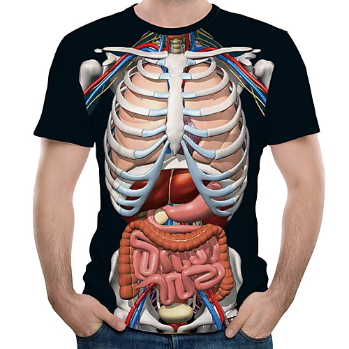 

Men's T shirt Graphic 3D Skull Print Tops Round Neck Black