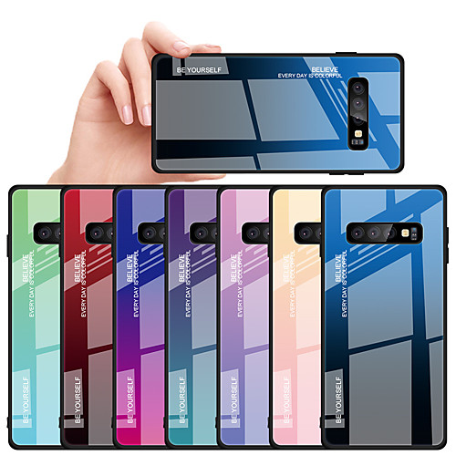 

Case For Samsung Galaxy Galaxy S10 / Galaxy S10 Plus Dustproof / Water Resistant Back Cover Color Gradient Hard Tempered Glass