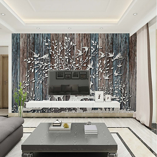 

Mural Wallpaper Wall Sticker Covering Print Adhesive Required Wood Grain Tree Bird Canvas Home Décor